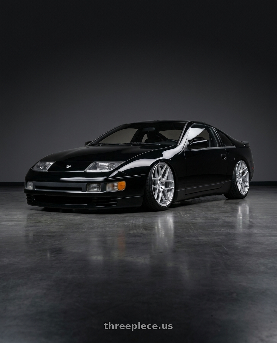 1990 Nissan 300Zx with Aodhan AFF2 5x114.3 19x9.5+35 Gloss Silver Machined Face wheels