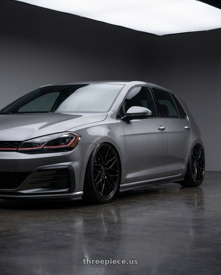 2019 Volkswagen GTI MK7 with Avant Garde Wheels M520R 5X112 19x9.5 +40 Gloss Black wheels