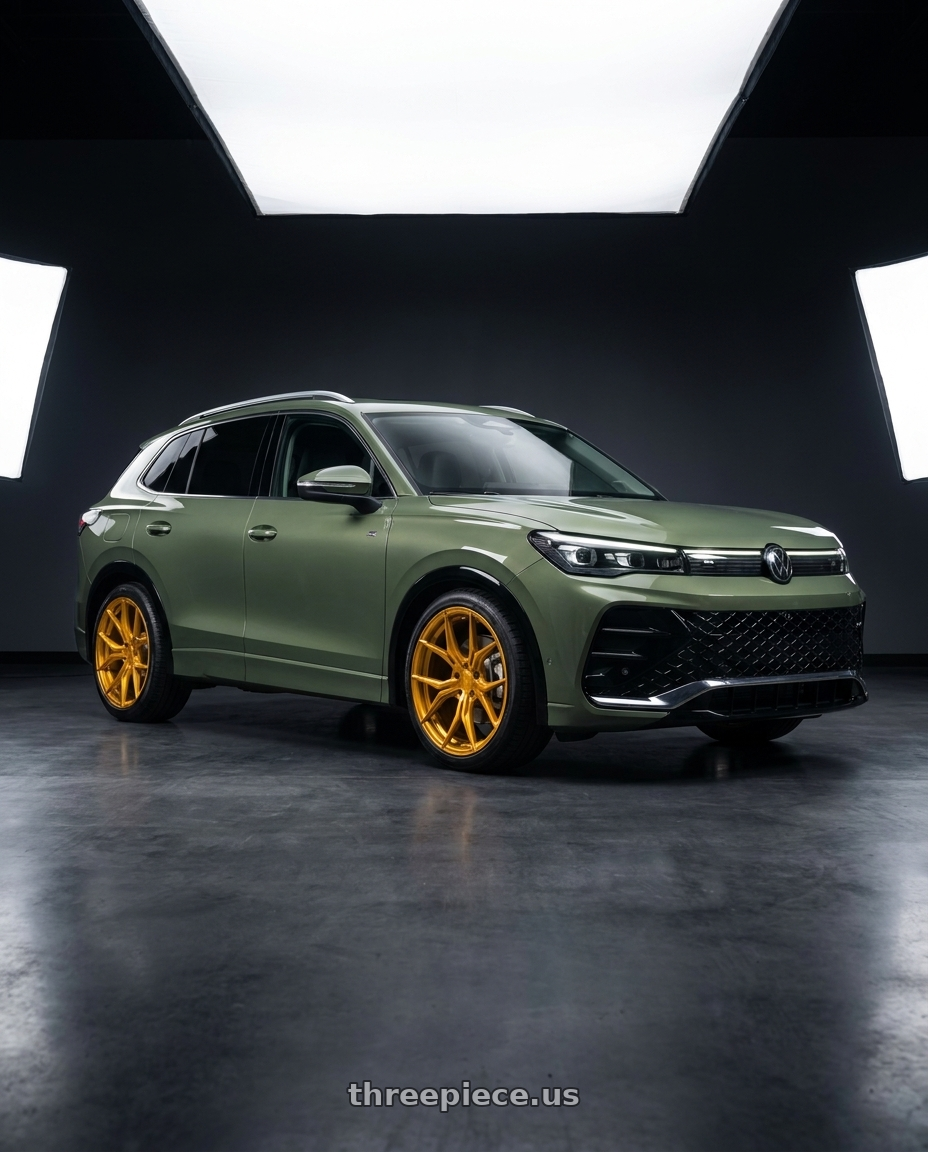 2026 VW Tiguan SEL R-Line with Rohana RFX5 5x112 20x9+35 Gloss Gold wheels