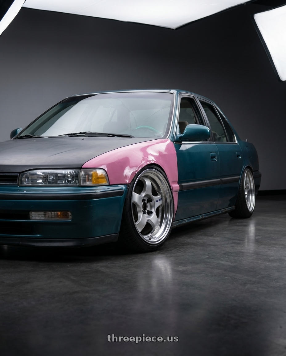 1991 Honda Accord Ex Sedan with Work Meister S1 2P 4x114.3 15x6.5+38 A Disk Silver wheels
