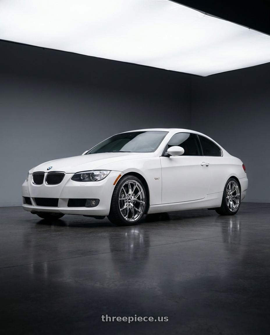 2007 bmw 335i white with ESR Wheels RF2 5x120 19x8.5 +30 Chrome wheels