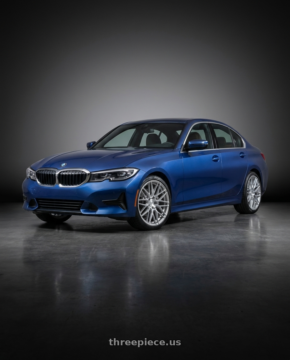 2021 BMW 330i XDrive with F1R F103 5x112 18x8.5 +42 Brushed Silver wheels