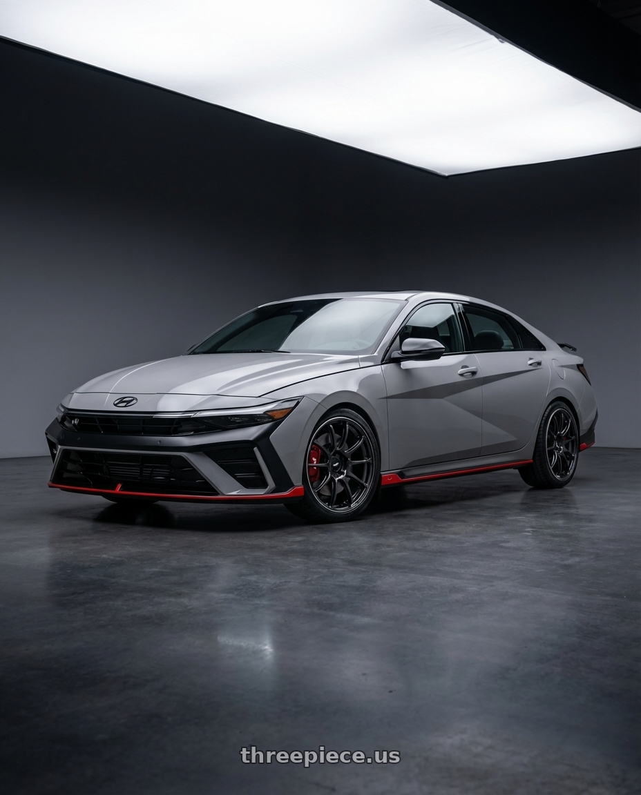 2024 Hyundai Elantra N Cyber Grey Facelift with Advan Racing RSIII 5x114.3 18x8.5 +45 BLACK GUNMETALLIC & RING wheels