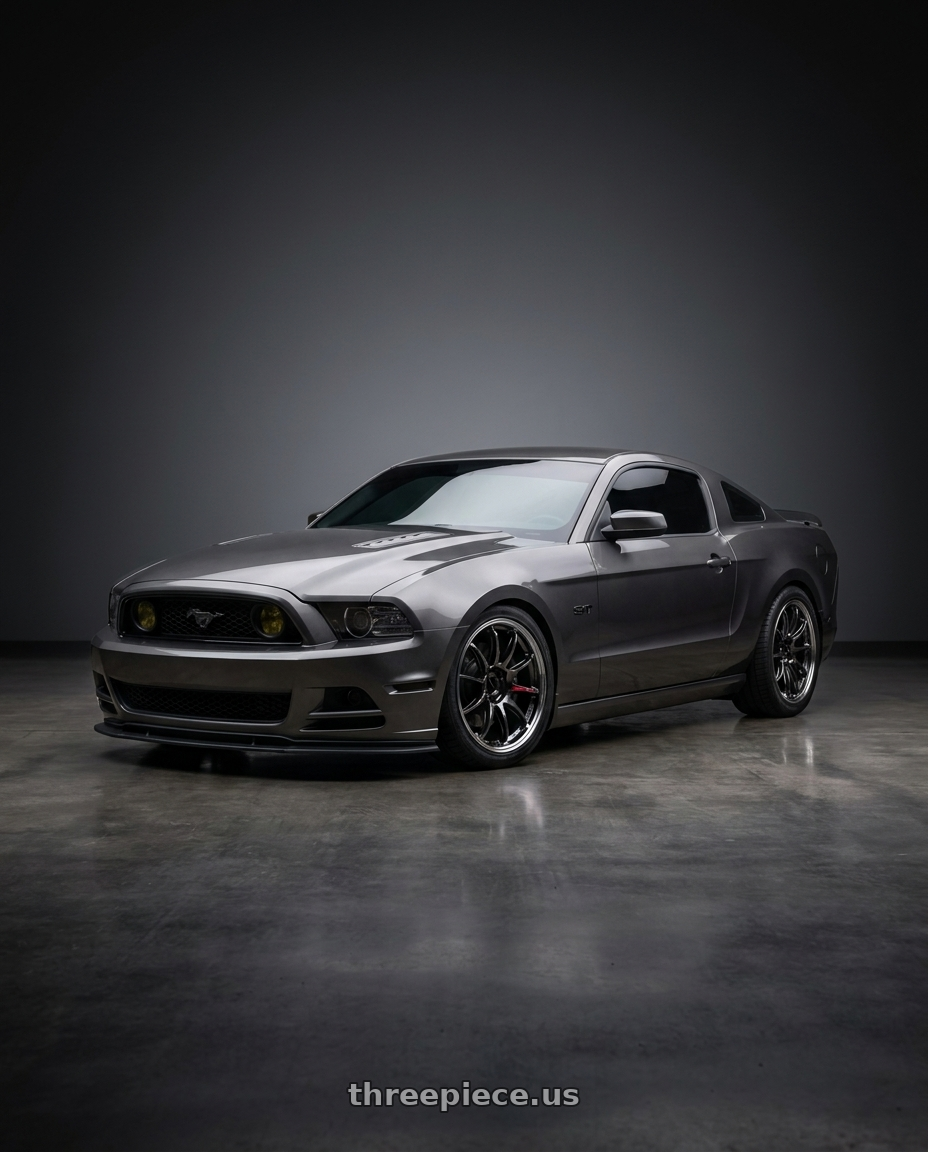 2014 Ford Mustang GT with Work Emotion Zr10 5x114.3 19x8.5 +38 Glim Black Diamond Rim cut wheels