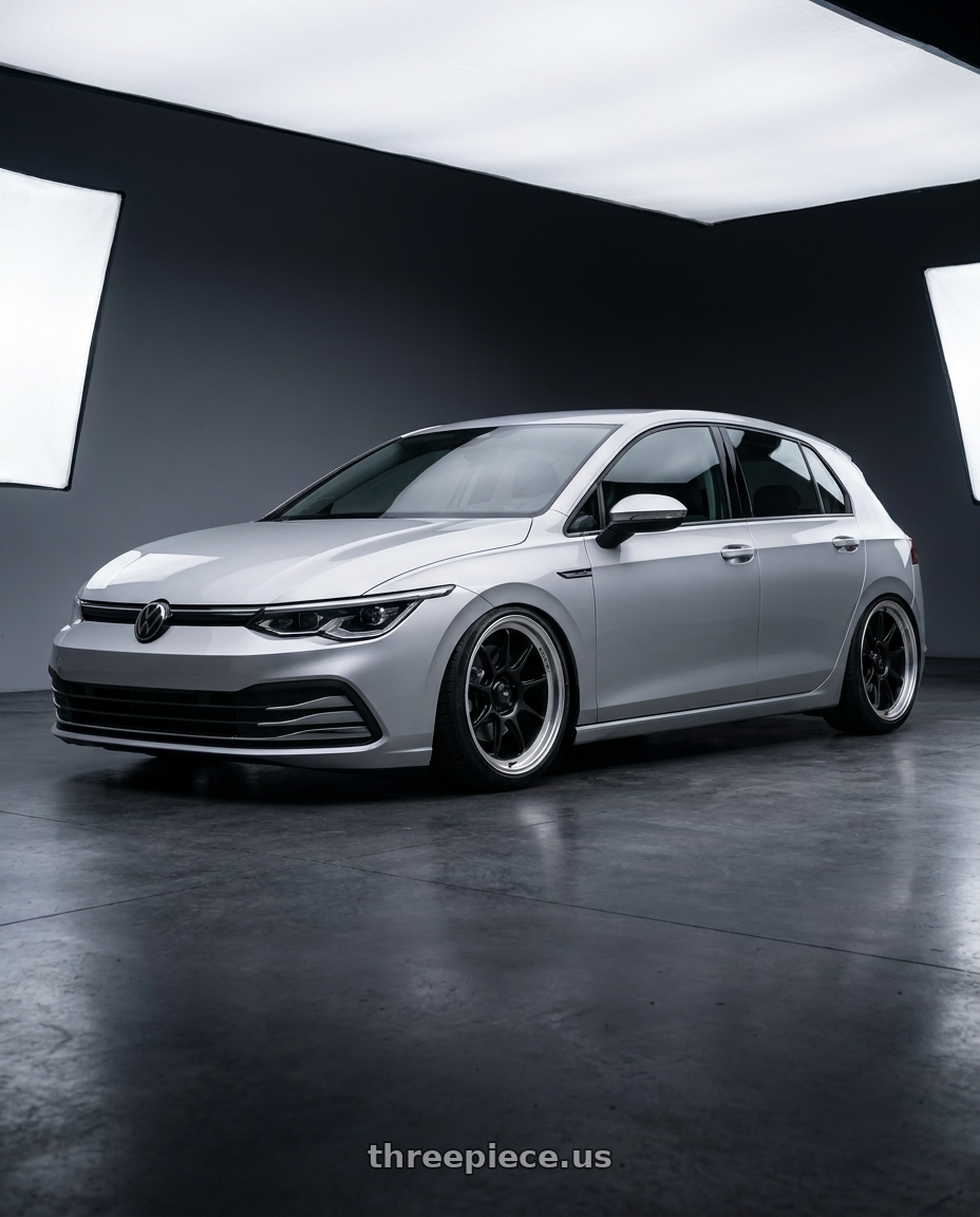 2024 Volkswagen Golf R MK8 with Konig Countergram 5x112 19x9.5+30 Matte Black / Matte Machined Lip wheels