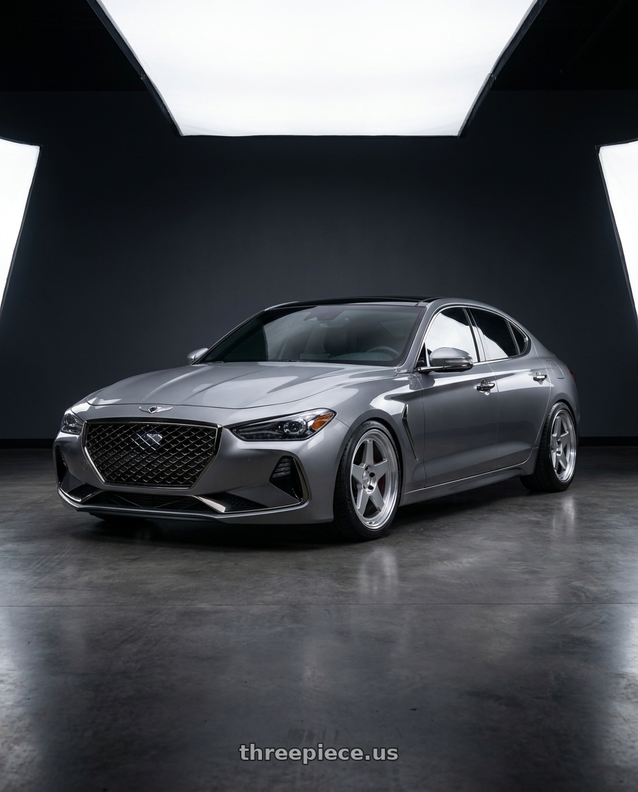 2019 Genesis G70 with Kansei K12H KNP 5X100 18x9 35 Hyper Silver wheels