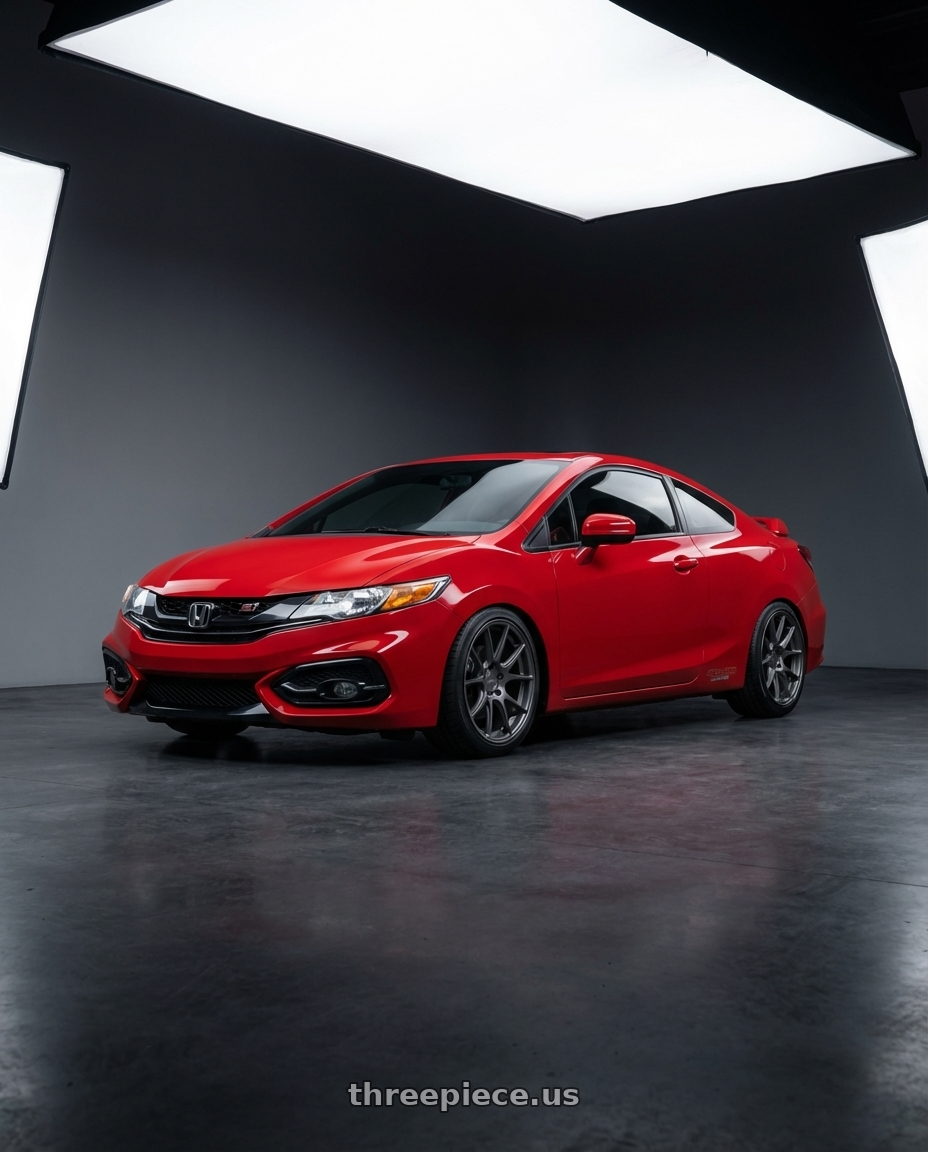 2015 Honda Civic Si with Niche 1PC M105 NR6 5X114.3/5X120 17X7.5 +45 MATTE GUN METAL wheels front three quarter view lowered stance