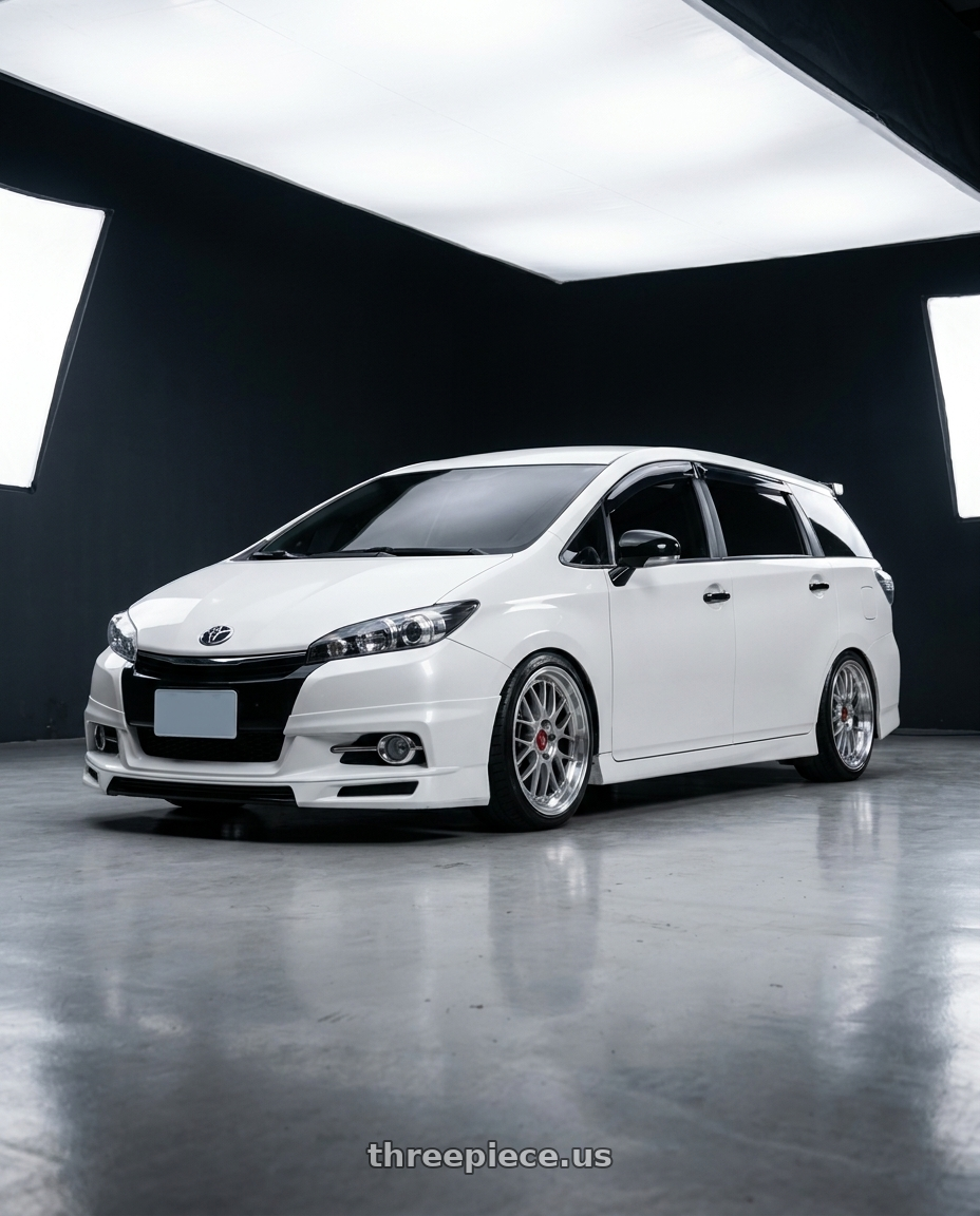 2014 toyota wish white with BBS LM 5x114.3 19x8.5+43 Diamond Silver wheels