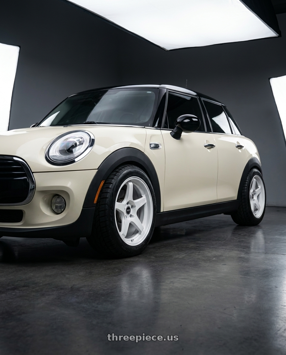 2015 mini cooper 5 door with ESR Wheels APEX SERIES APX5 5x100 18x8.5 +30 Gloss White wheels