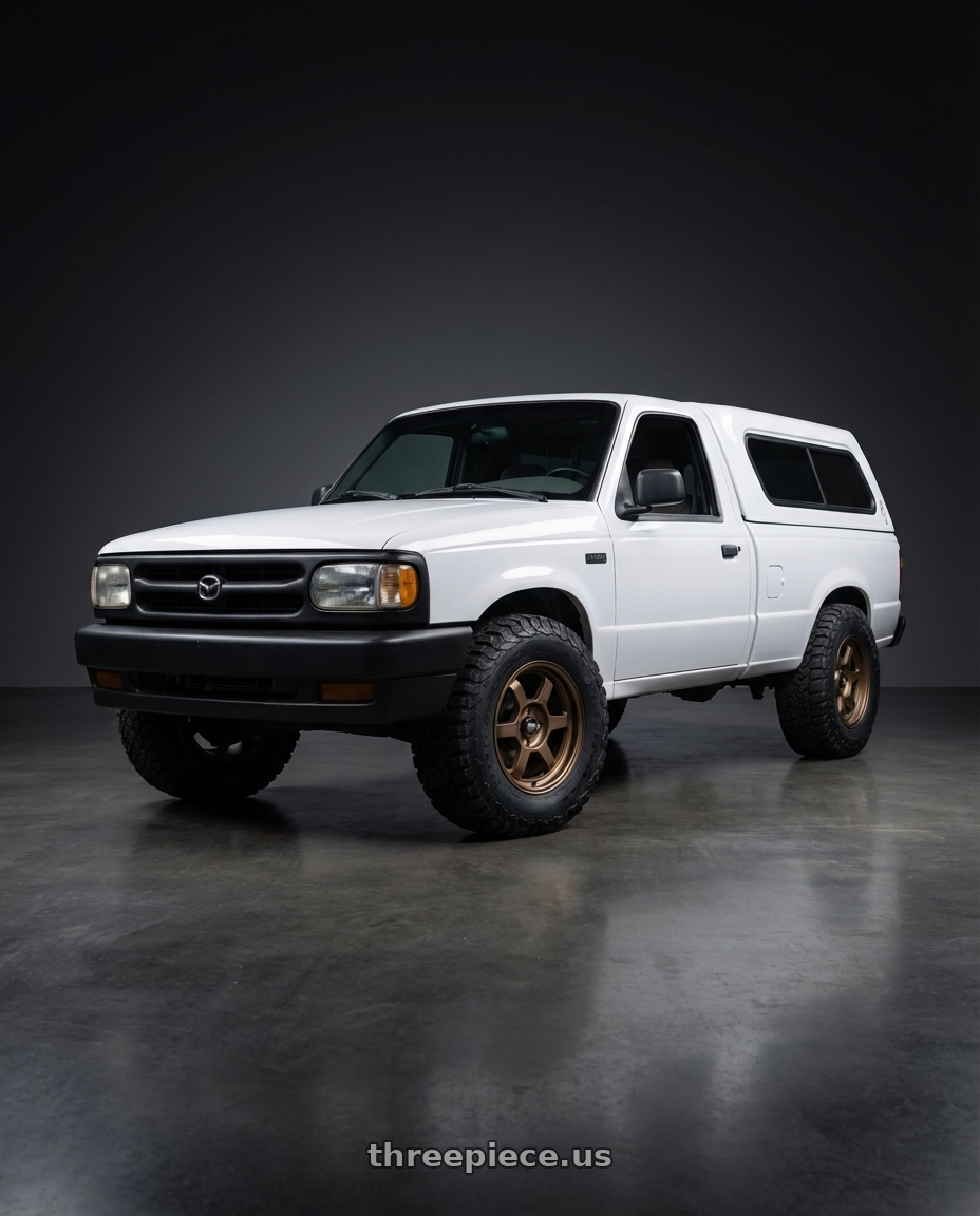 1996 Mazda B2300 with MST Wheels Time Attack 5x100 15x7.0 +20 Matte Bronze wheels front three quarter view stock stance