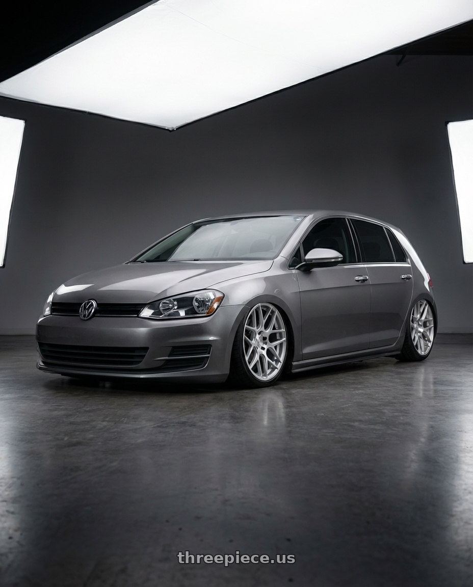 2019 Volkswagen GTI MK7 with Aodhan AFF2 5x112 19x9.5+35 Gloss Silver Machined Face wheels