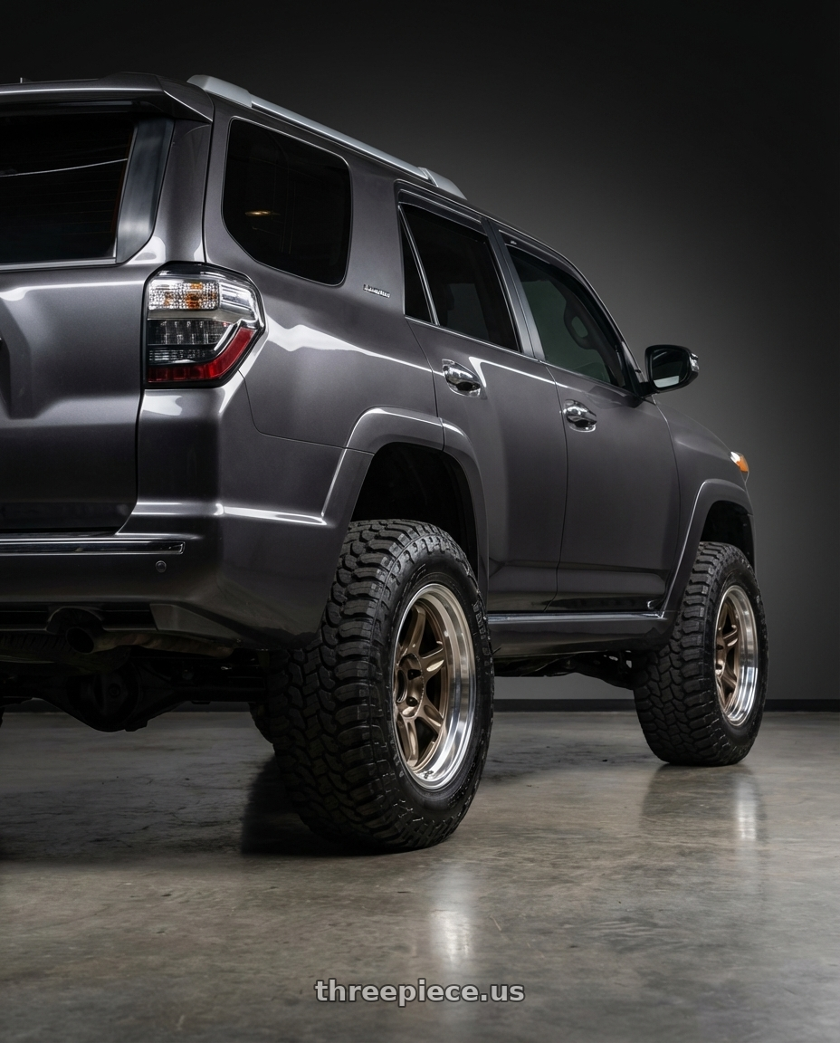 2016 4runner limited with Volk Racing 21C SPEC-SR 5x114.3 18x11 -10 SHINING BRONZE METAL / RIM DC wheels rear three quarter view meaty tires