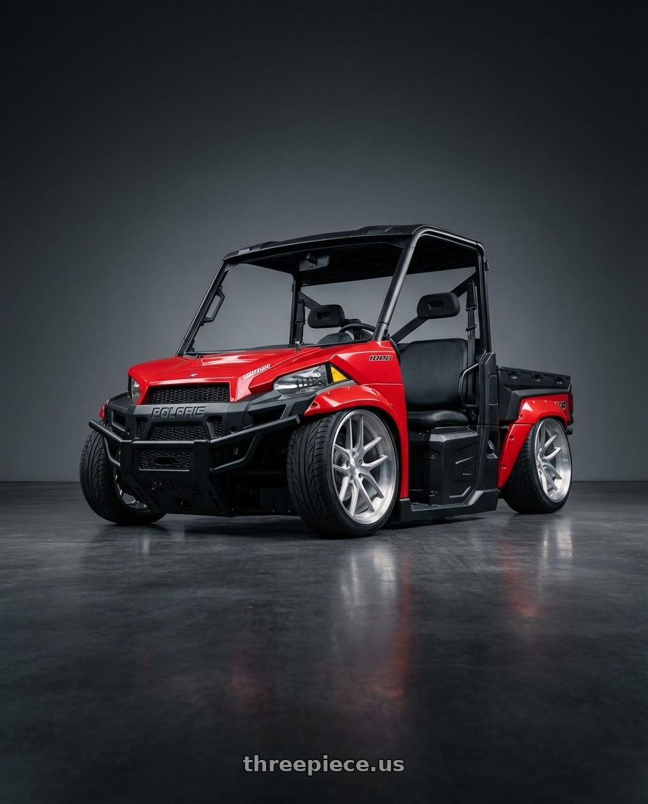 2017 polaris ranger 1000xp, red with 4PLAY 4P06 5x127/5x139.7 20x10-18 Brushed wheels