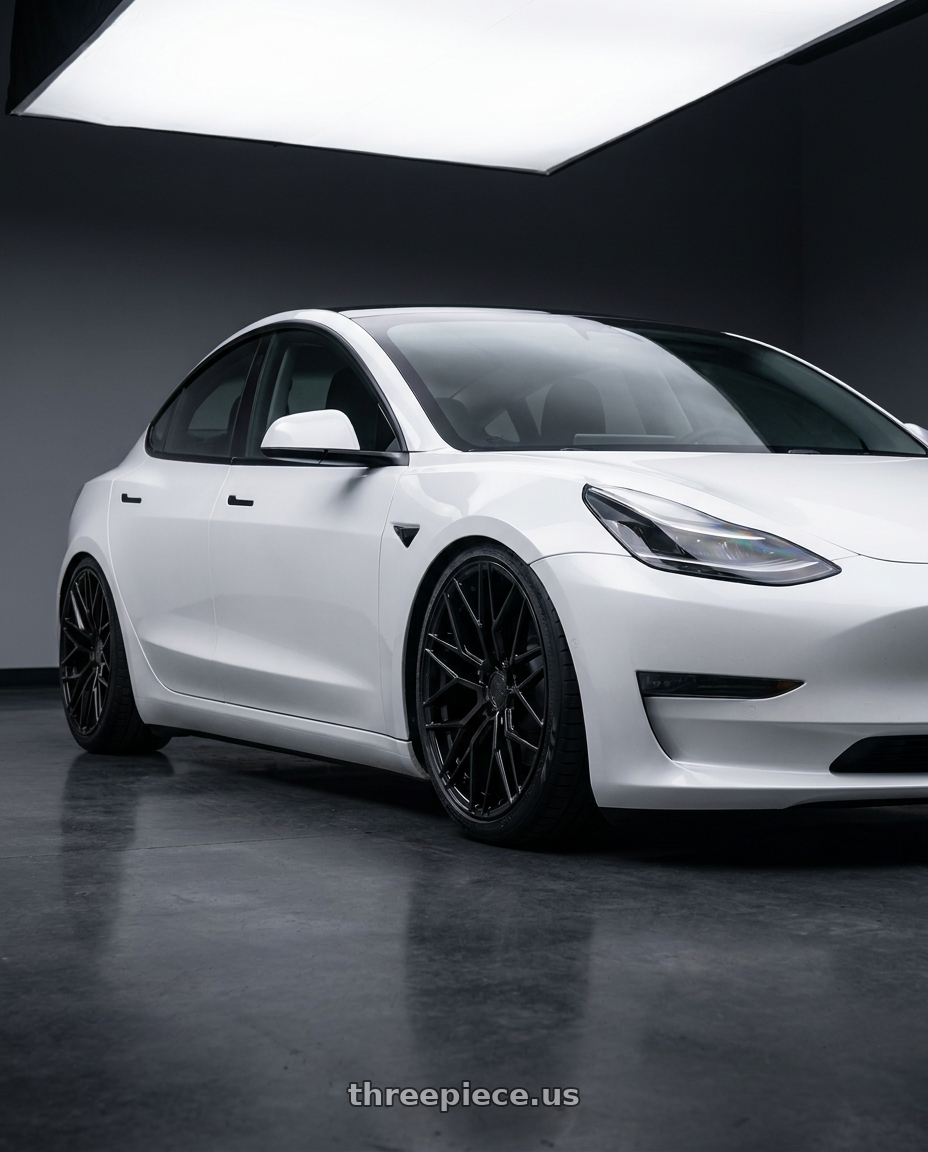 2023 Tesla Model 3 with Avant Garde Wheels M520R 5X114.3 19x9.5 +40 Gloss Black wheels
