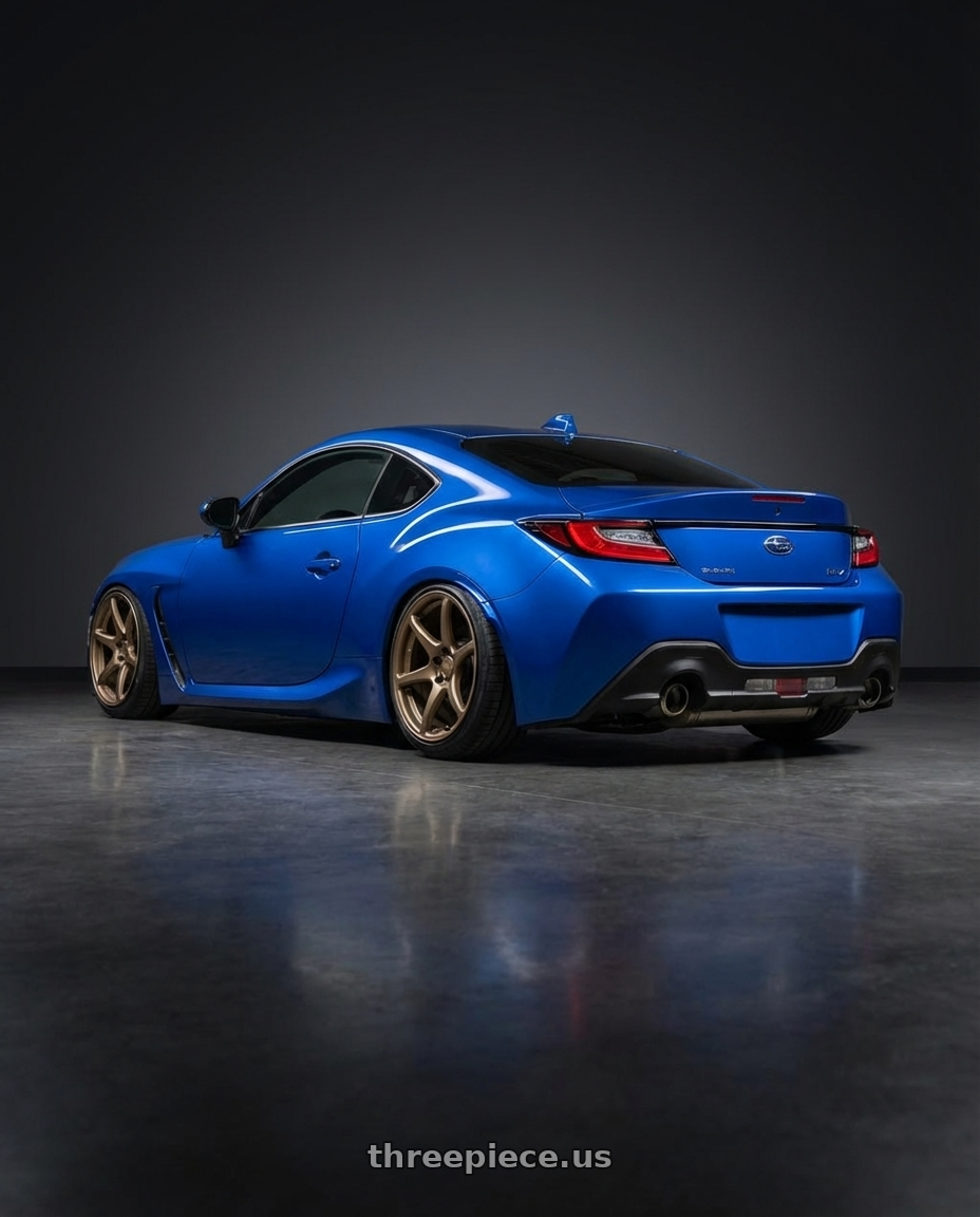 2024 Subaru BRZ with Kansei K11B Tandem 5x114.3 18x9.5 22 Bronze wheels rear three quarter view slight stretch tires