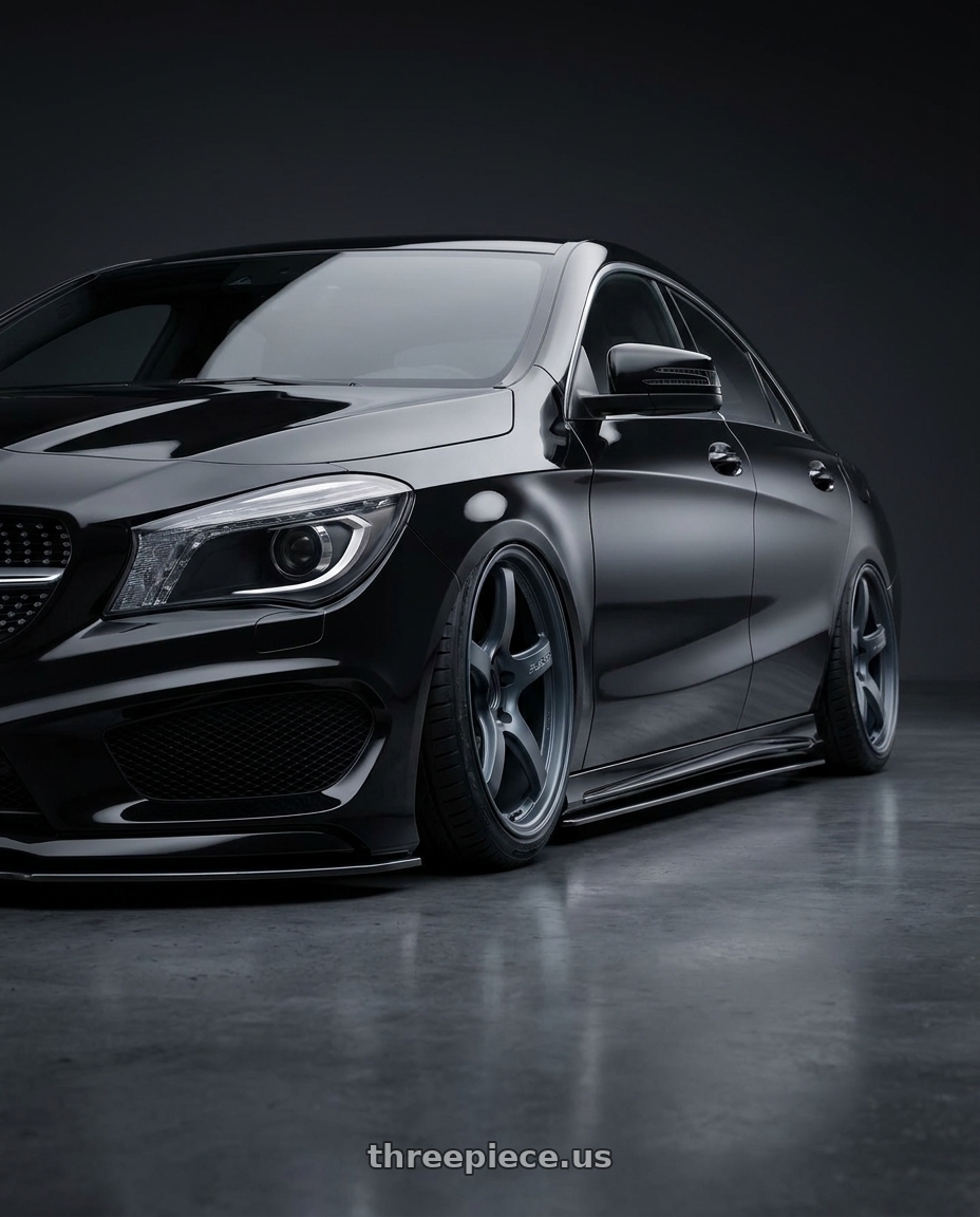 2018 Mercedes-Benz CLA C117 with Gram Lights 57CR 5x112 19x8.5+45 Gunblue II wheels