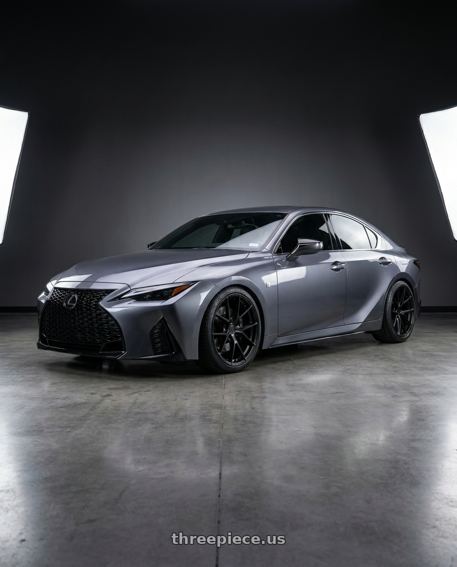 2021 Lexus IS350 Cloudburst Grey with Aodhan AFF7 5x114.3 19x8.5+35 Matte Black wheels