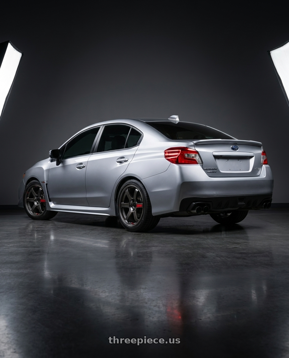 2018  SUBARU  WRX with Volk Racing TE37 Saga SL 5x114.3 18x8.5+45 Pressed Graphite wheels rear three quarter view square tires