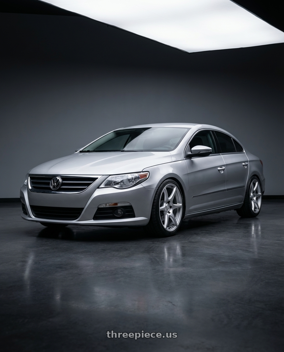 2015 Volkswagen CC with Kansei K11S Tandem 5X112 19x9.5 22 Hyper Silver wheels front three quarter view lowered stance