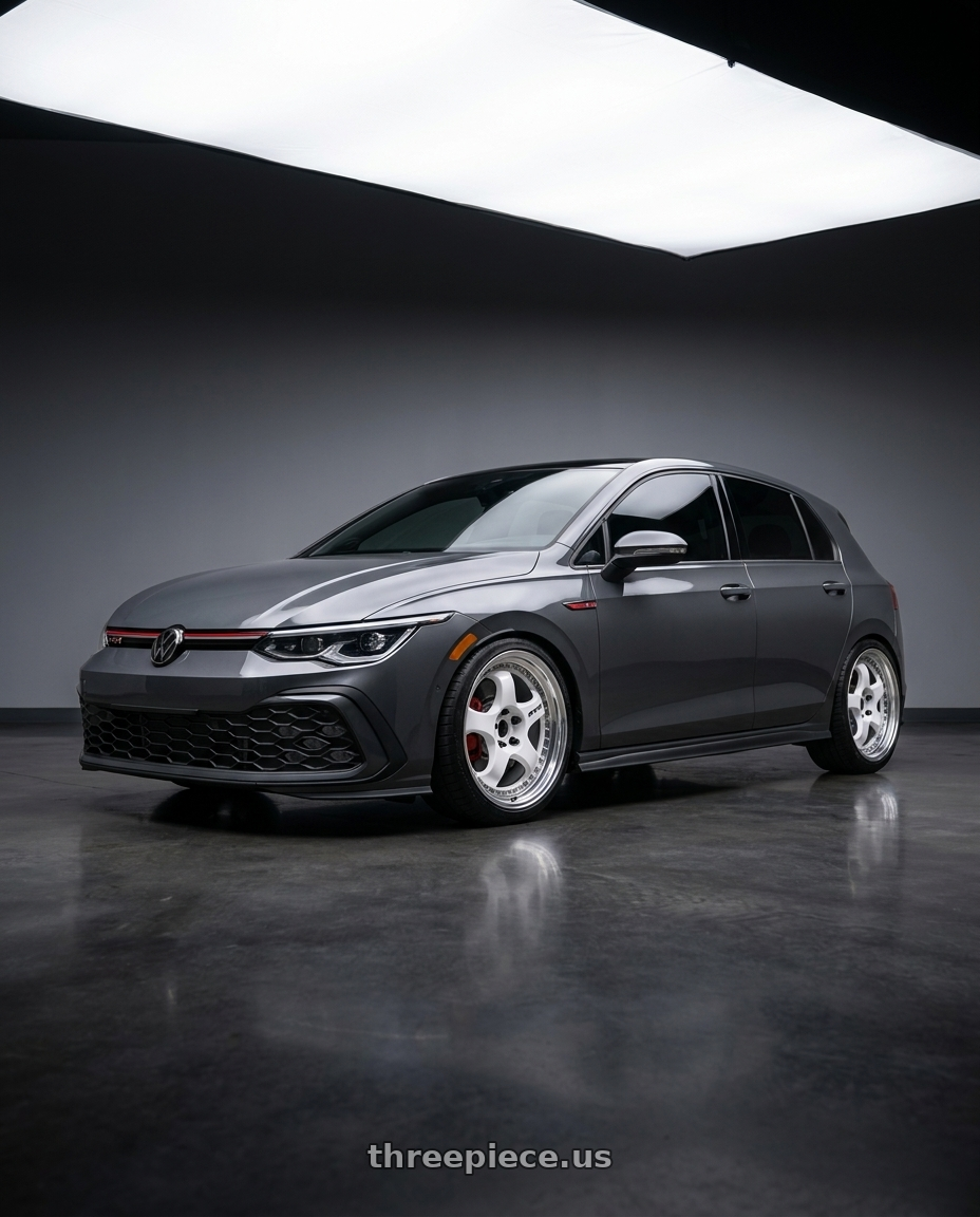 2024 VW GTI SE GRAPHITE GREY  with Work Meister S1 3P 5x112 18x8.5+35 L Disk White wheels