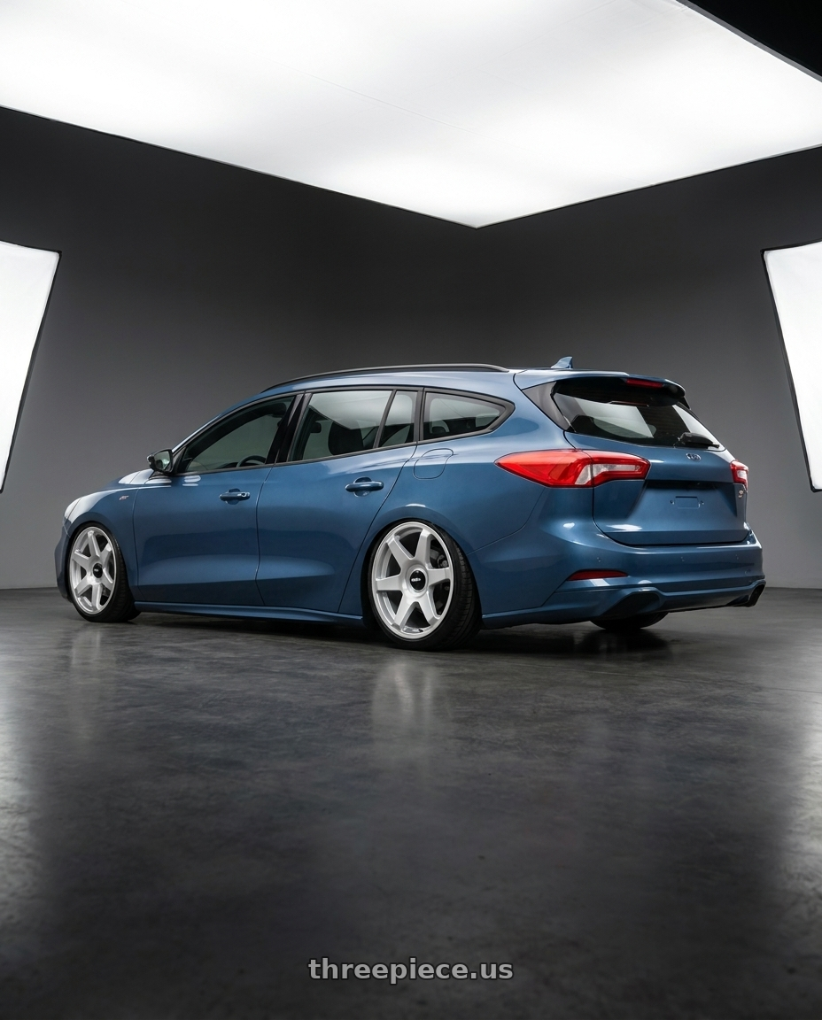 2020 Focus St Wagon with Rotiform 1PC R114 SIX 5X108/5X112 19X8.5 +45 GLOSS SILVER wheels rear three quarter view slight stretch tires
