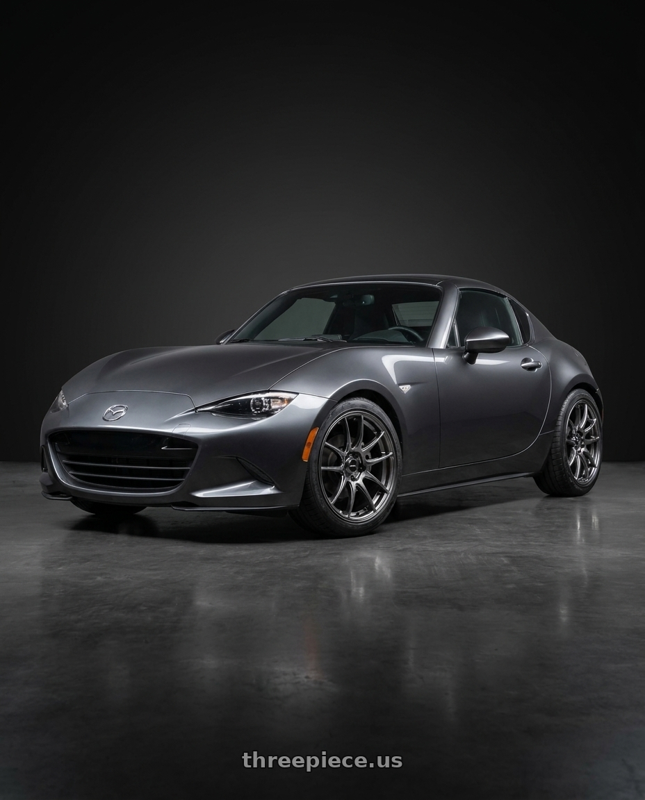 2023 mx-5 miata rf grand touring  machine gray metallic  with Vors TR4 4x100/4x114.3 17x8  +35 Hyper Black wheels