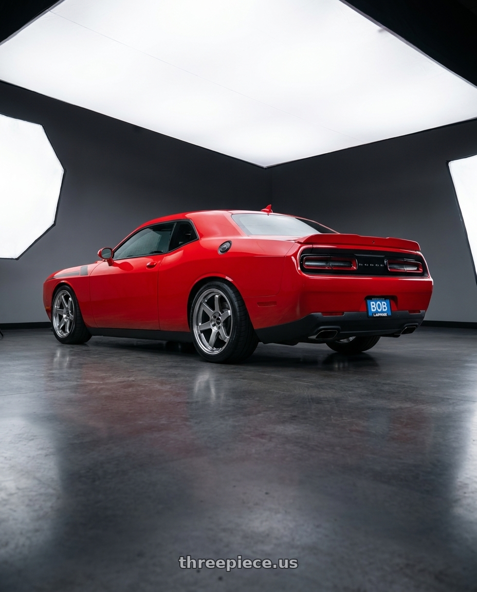 2021 Dodge Challenger GT AWD with Vors TR37 5x115 19x9.5 +22 Hyper Black wheels rear three quarter view square tires