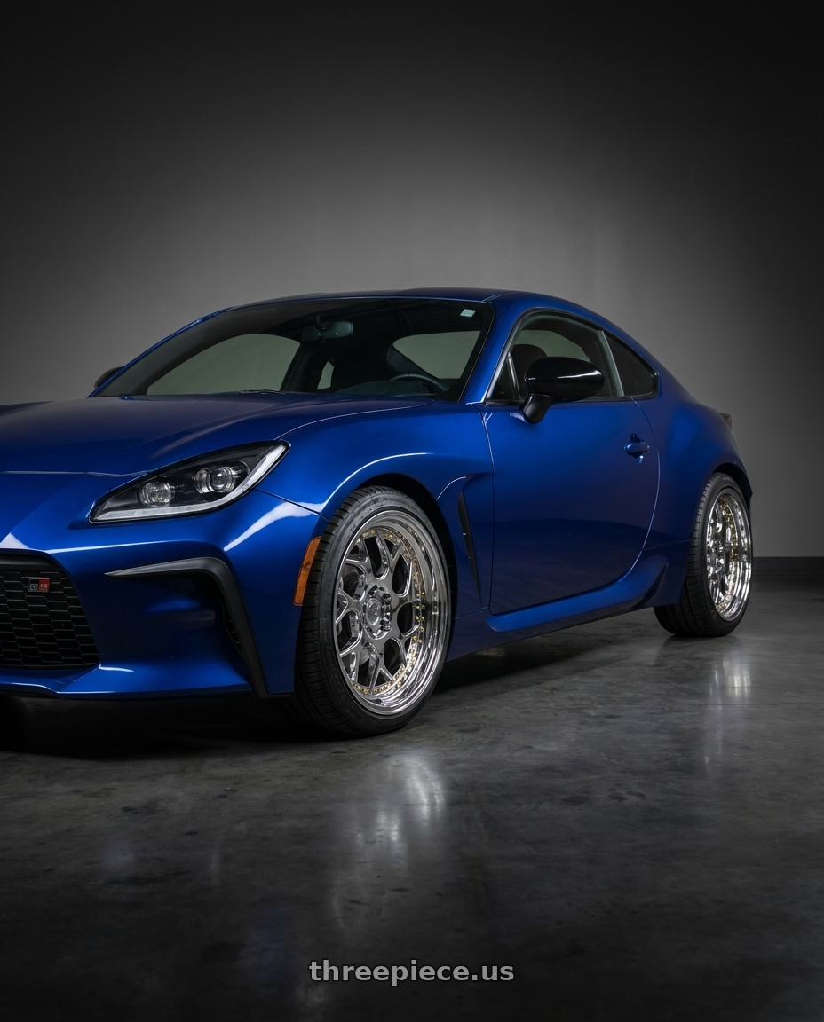2023 Toyota GR86 with Aodhan DS01 5x100 18x9.5+35 Vacuum Chrome W/ Gold Rivets wheels