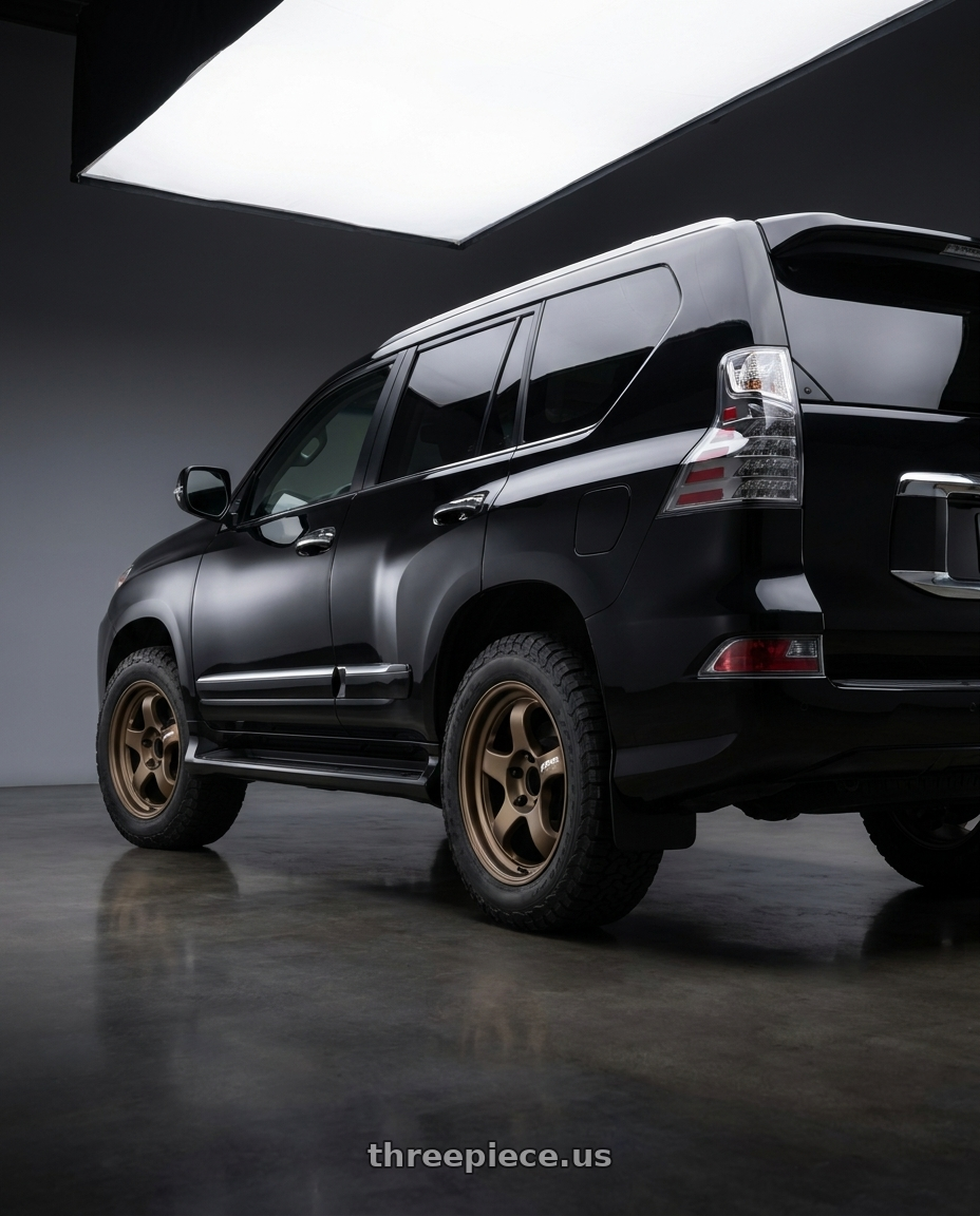 2021 Lexus gx 460 with WORK Meister S1 SUV 6x139.7 18x9+18 Matte Bronze wheels rear three quarter view square tires