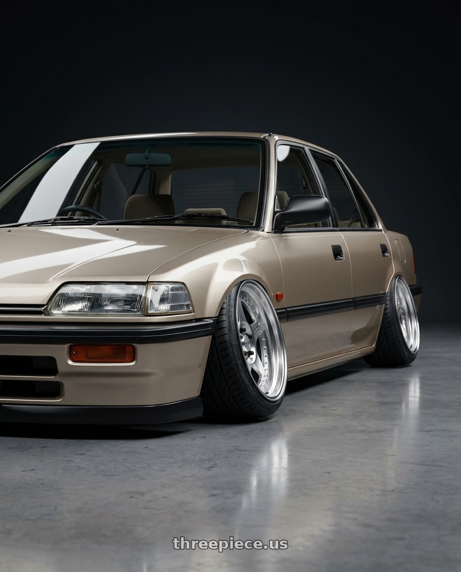 1990 Honda EF sedan DOHC si, champagne gold in colour  with Work Meister Cr01 4x100 16x10+-16 A Disk Bright Buff Finish wheels