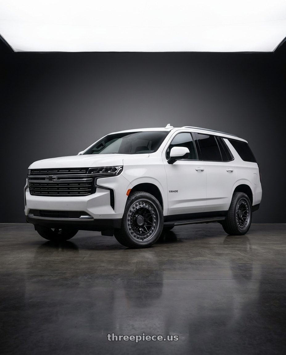 2021 Chevrolet Tahoe LS with Black Rhino ALPHA 6X139.7 18X9 +20 MATTE BLACK W/ GUNMETAL LIP wheels