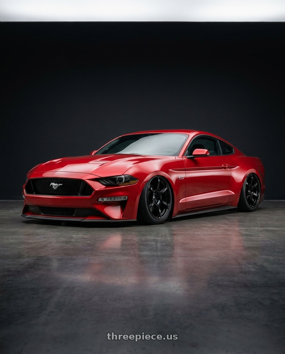 2020 Ford Mustang with Advan RGIII 5x112 19x8.5+45 Gloss Black wheels