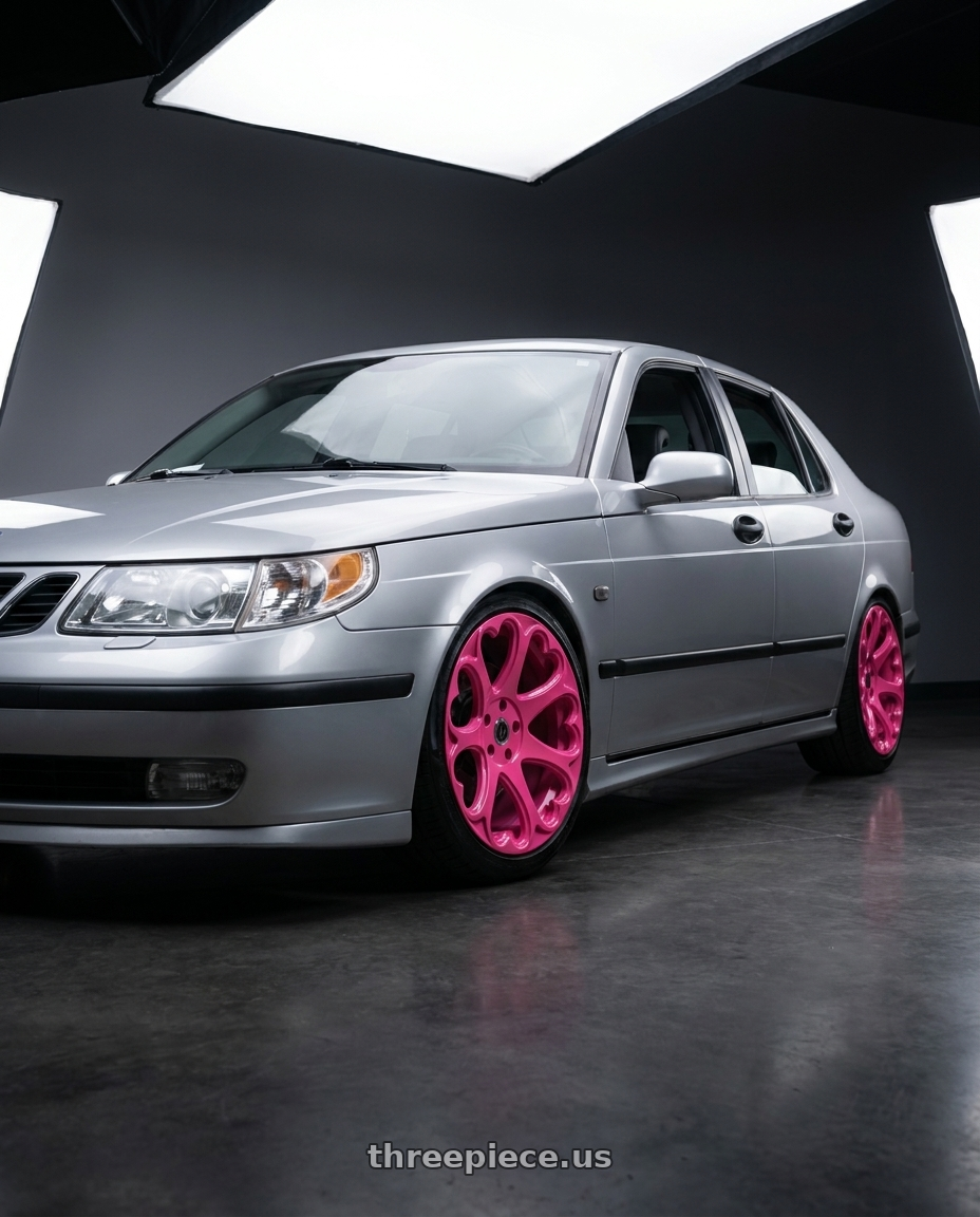 2004 Saab 9-5 arc with Heritage Wheel KOKORO 5x110 18x9.5 +22 Pink wheels