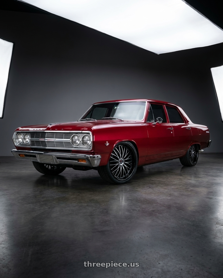 1965 Chevy Malibu with Cavallo CLV-42 4x100/4x114.3 18x8 +35 Gloss Black & Machined wheels