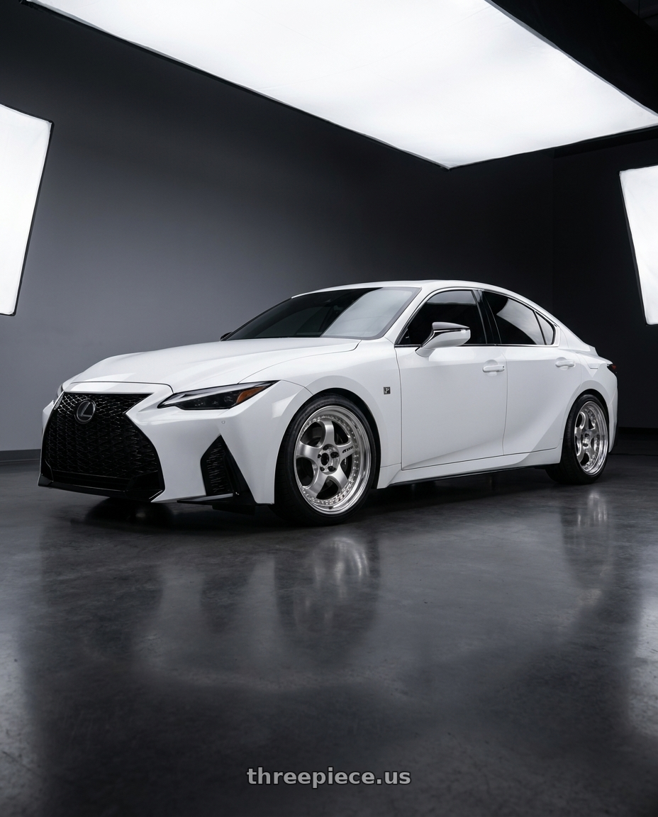2023 Lexus IS 350 F sport white  with Work Meister S1 3P 5x114.3 19x8.5+38 R Disk Bright Buff Finish wheels