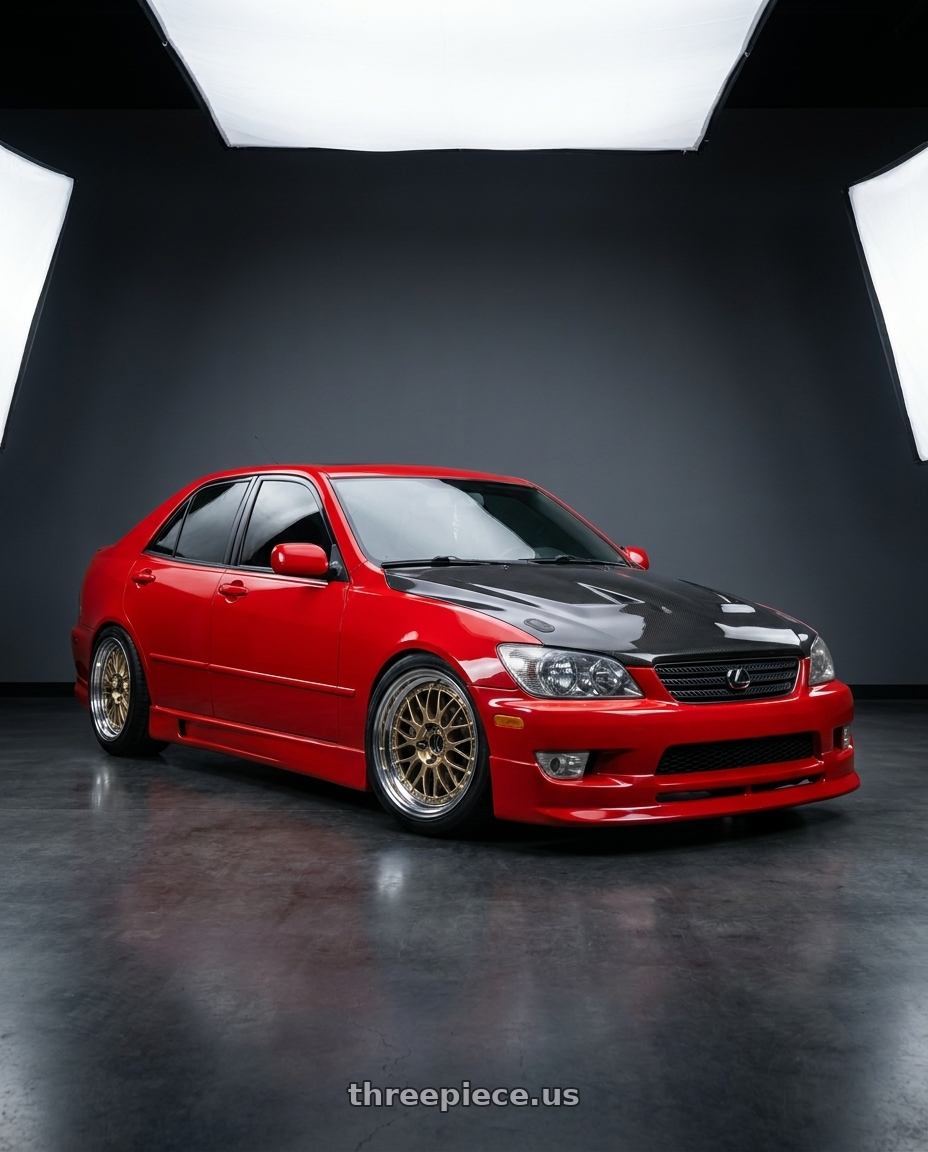 2001 Lexus IS300 toyota red with Enkei NT03+M 5x114.3 18x9.5+40 SBC wheels