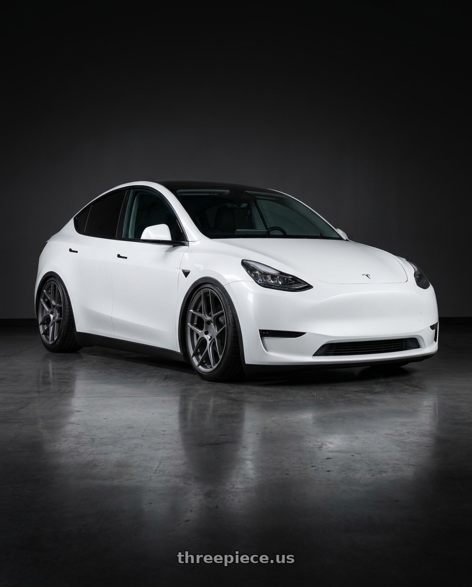 2024 Tesla Model Y with Aodhan AFF2 5x114.3 20x9+32 Matte Gray wheels