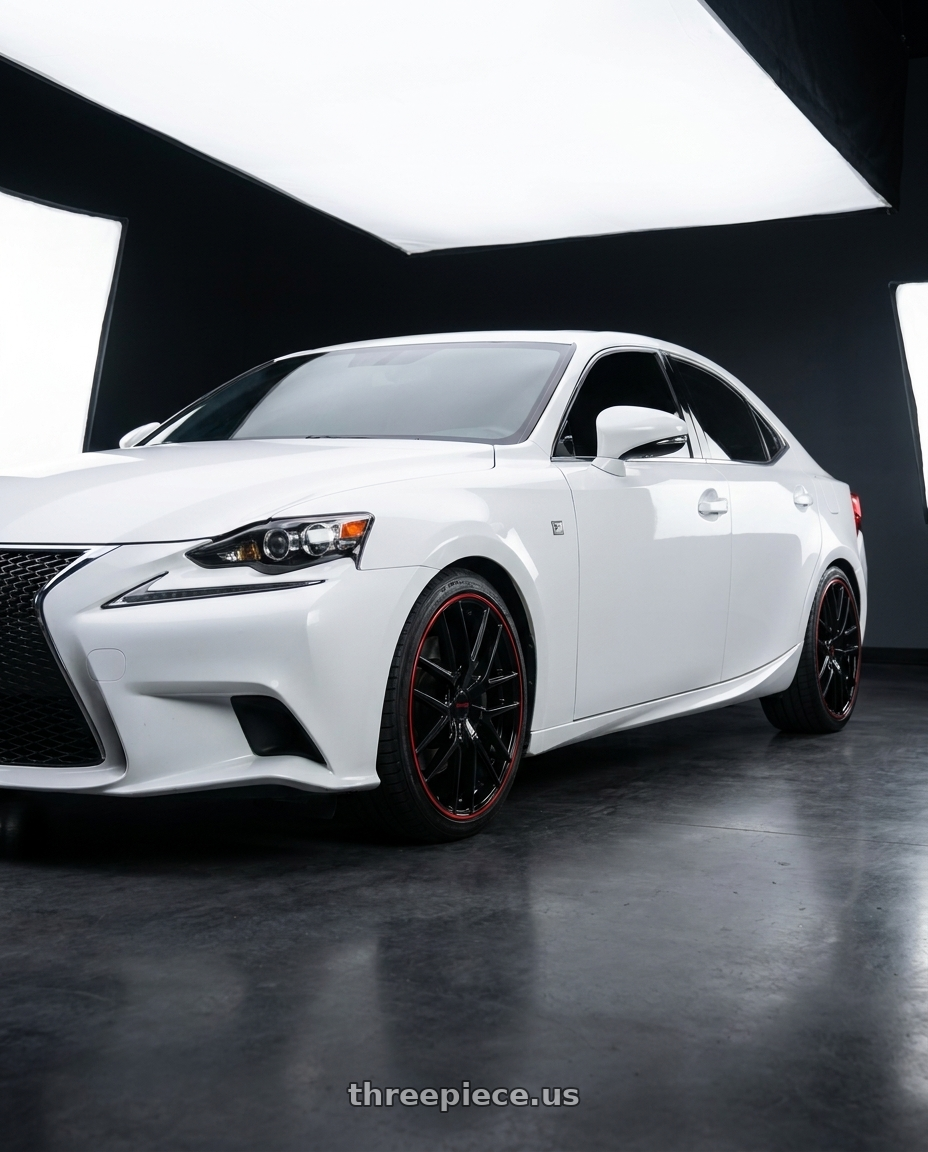 2016 Lexus is200T F-Sport with TOUREN TR60 3260 5x108/5x114.3 18x8 +40 GLOSS BLACK WITH RED RING wheels