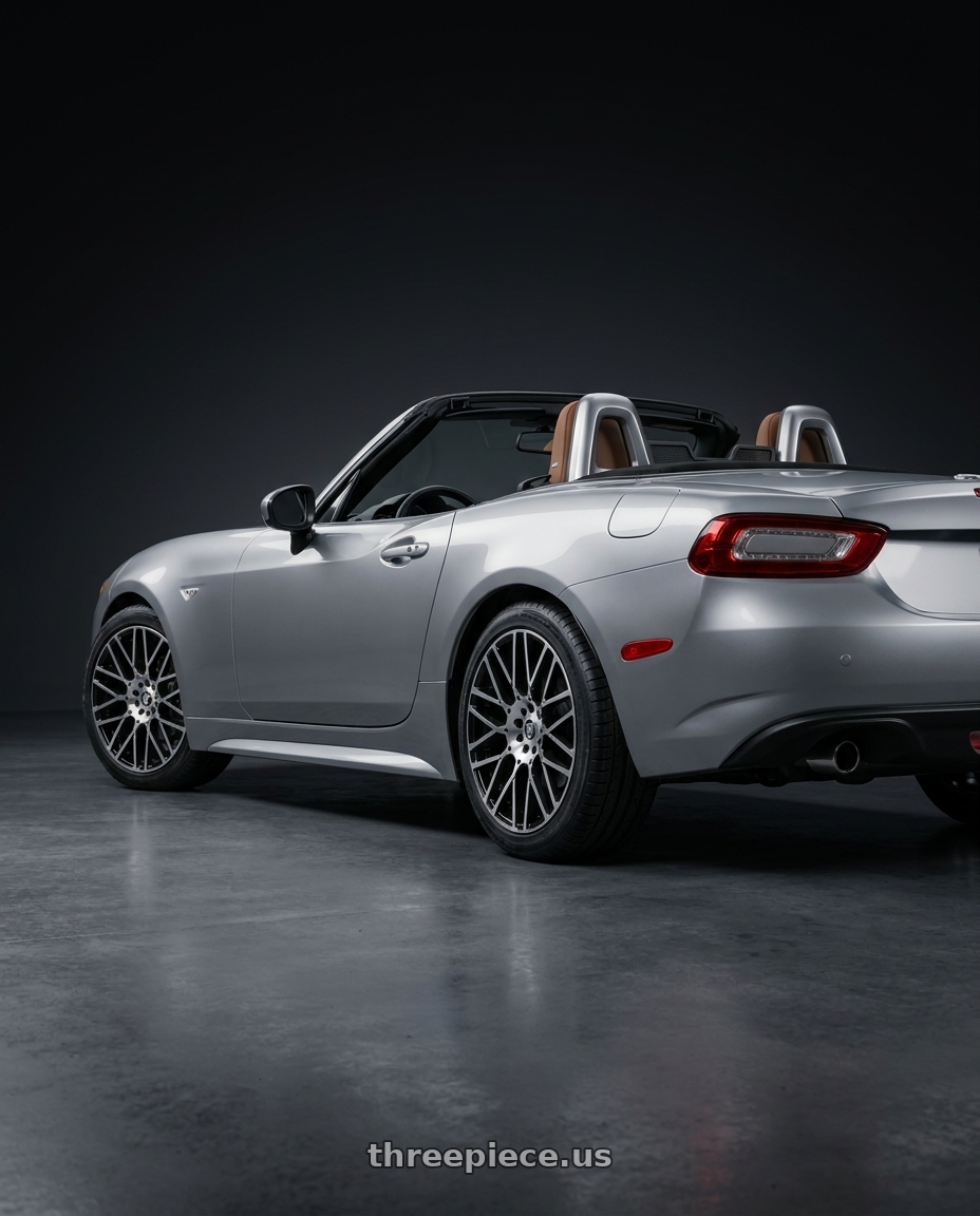 2017 fiat spider 124 with G - LINE ALLOYS G1019 4x100/4x114.3 17x7+35 BLACK / MACHINED wheels rear three quarter view square tires
