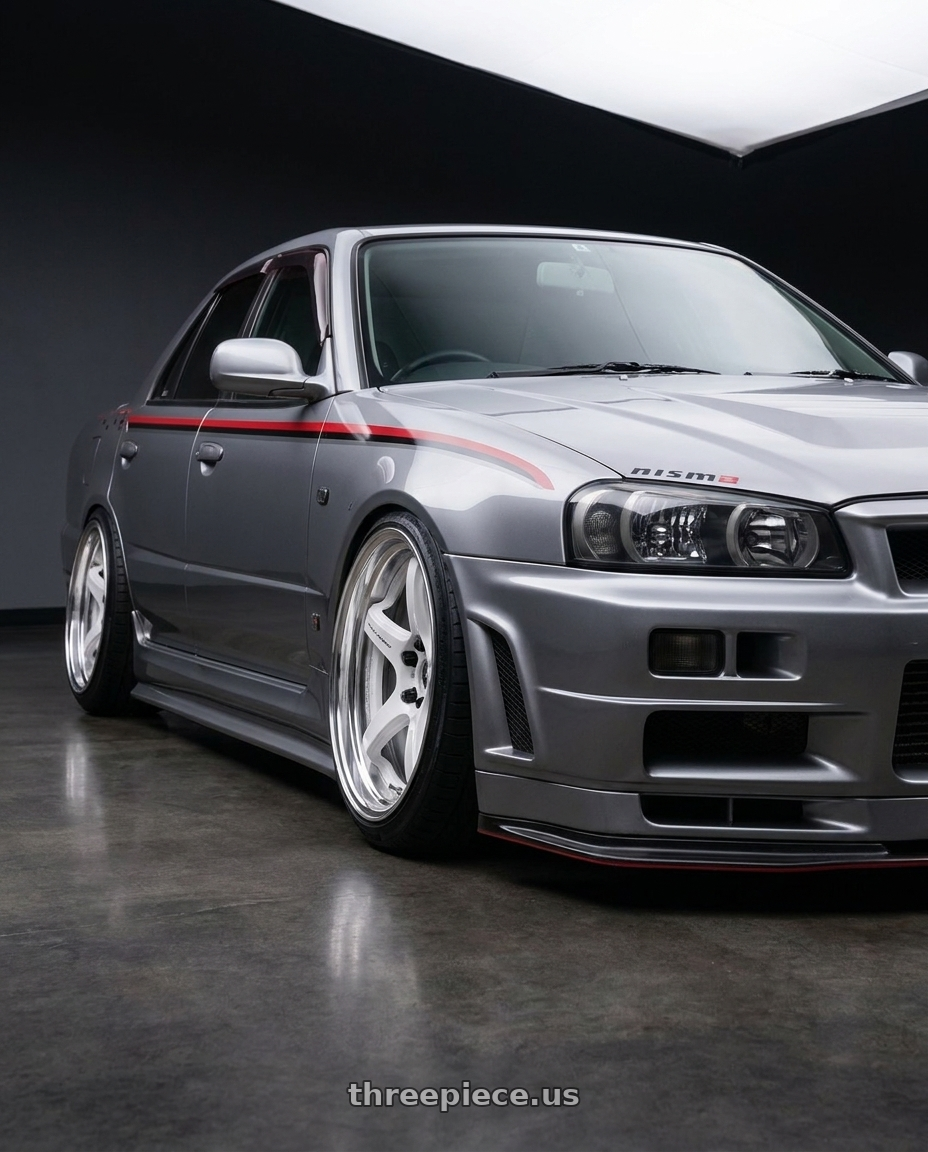 1998 Nissan Skyline 25gt FOUR with Work T5R 2P 5x114.3 18x10.0 +22 WHITE wheels