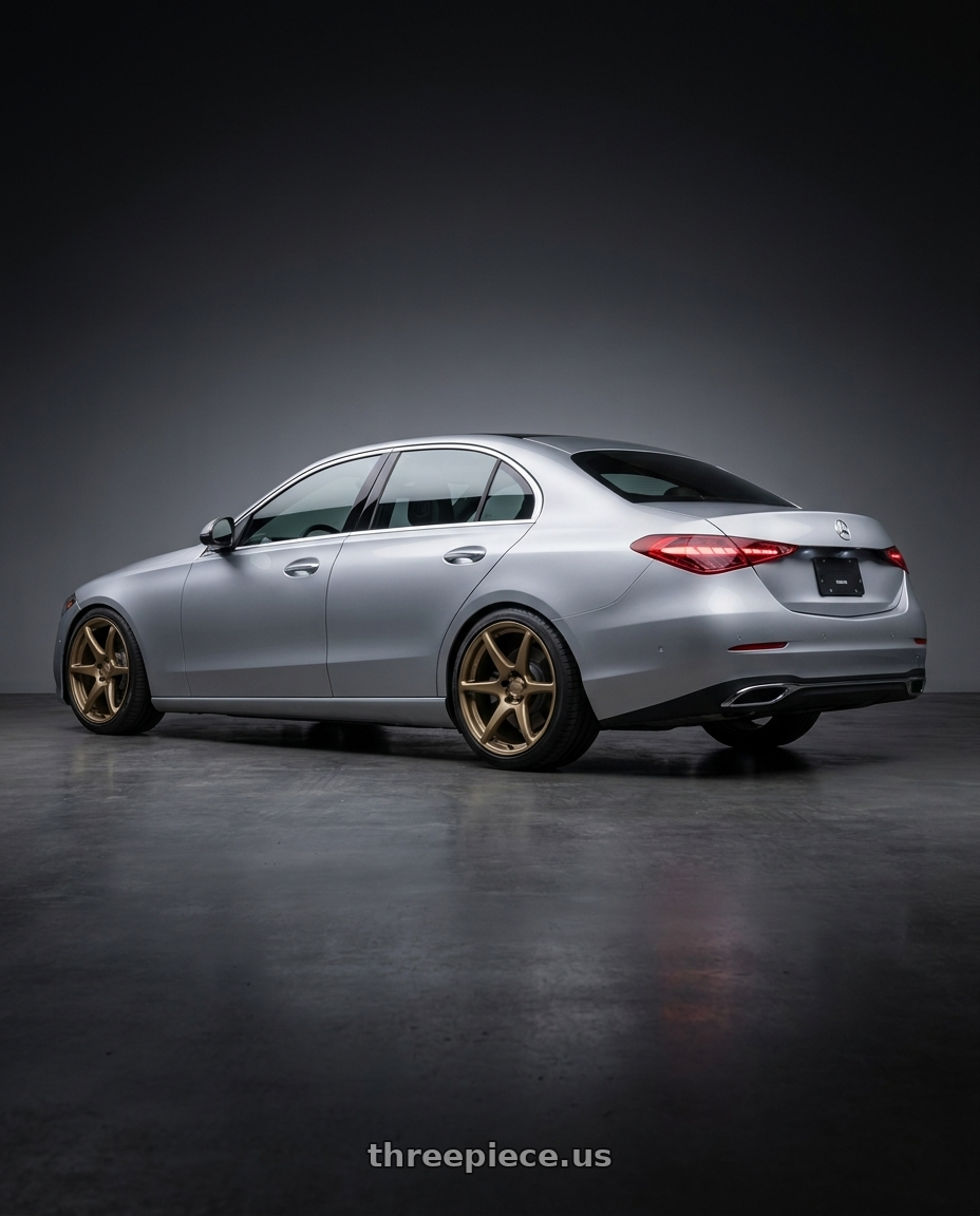 2022 Mercedes-Benz C-Class W206 with Kansei K11B Tandem 5X112 19x9.5 22 Bronze wheels rear three quarter view square tires
