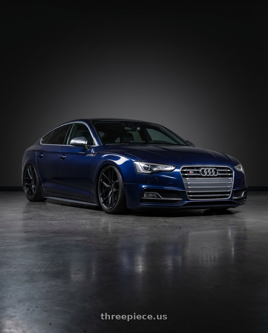 2014 Audi S5 B8 with Aodhan AFF2 5x112 20x9+30 Matte Black wheels front three quarter view stanced stance