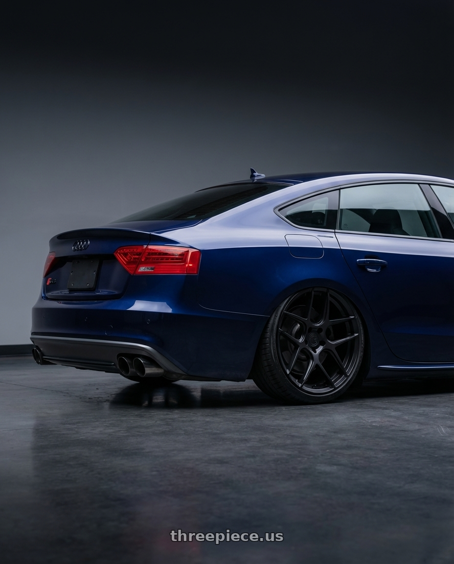 2014 Audi S5 B8 with Aodhan AFF2 5x112 20x9+30 Matte Black wheels rear three quarter view slight stretch tires