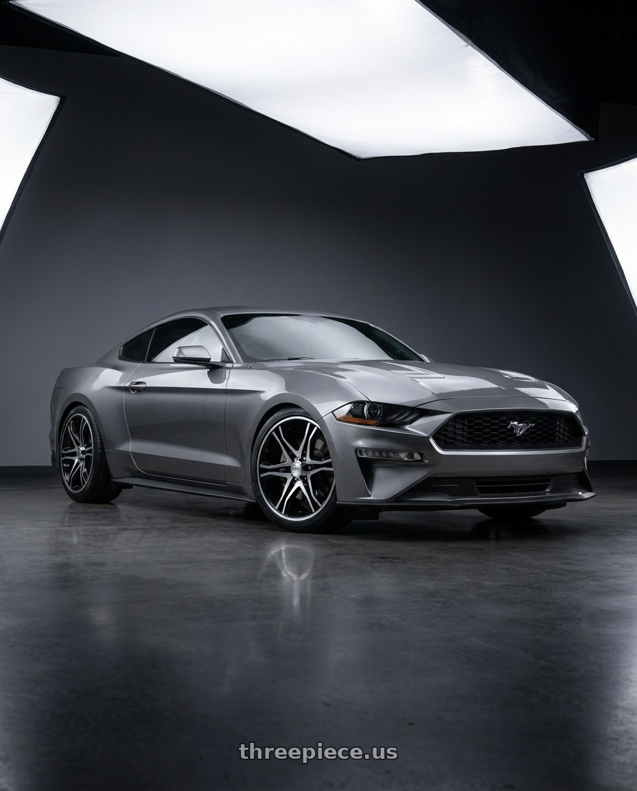 2021 Ford Mustang GT with American Racing AR893 MAINLINE 5x114.3 20x8.5 +35 GLOSS BLACK MACHINED wheels