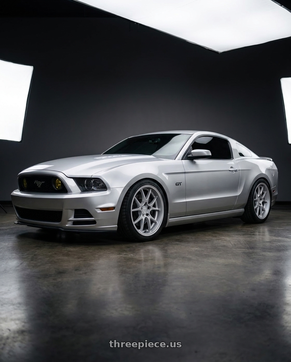 2014 Ford Mustang GT with Rotiform 207 5x114.3 19x9.5 +20 MATTE SILVER wheels