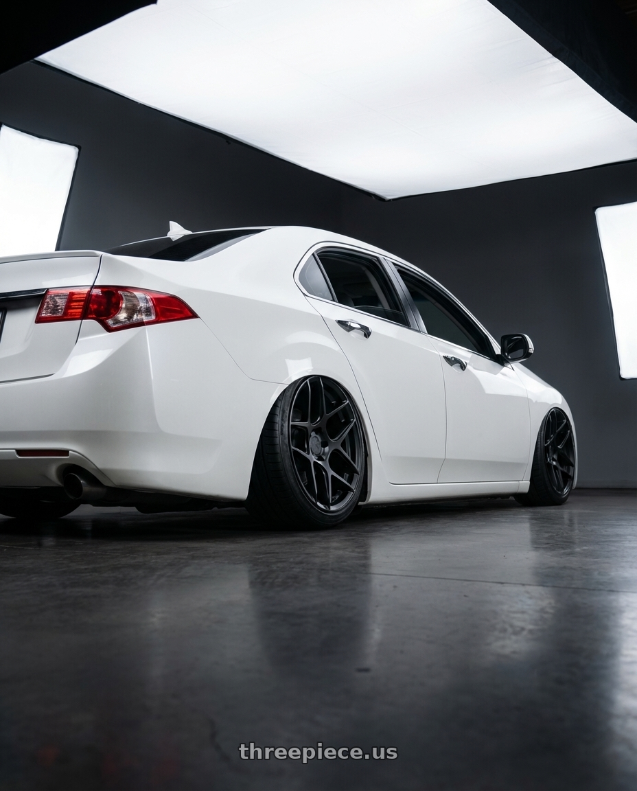 2013 Acura TSX with Aodhan AFF2 5x114.3 19x8.5+35 Matte Black wheels rear three quarter view slight stretch tires