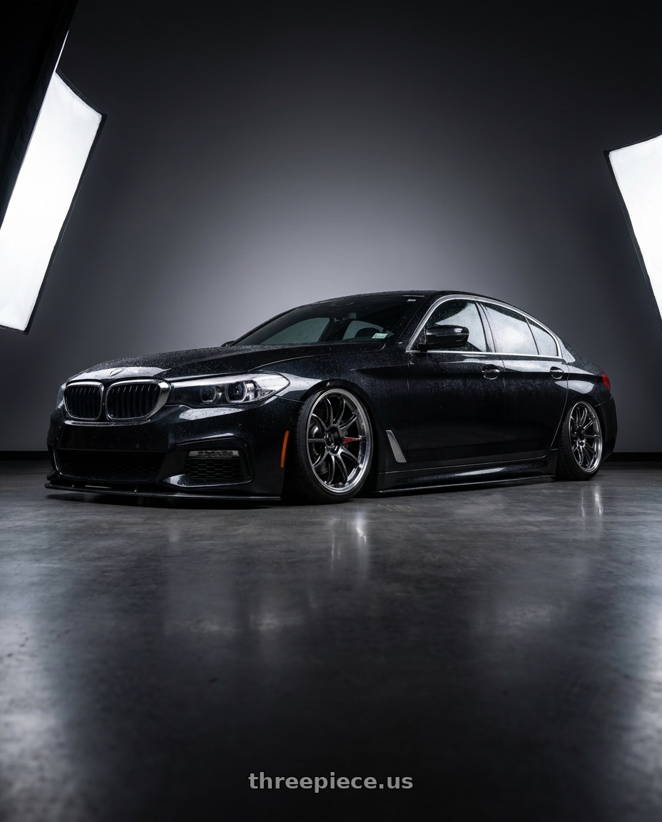 2017 BMW 540i  with Work Emotion Zr10 5x112 18x9.5 +38 Glim Black Diamond Rim cut wheels