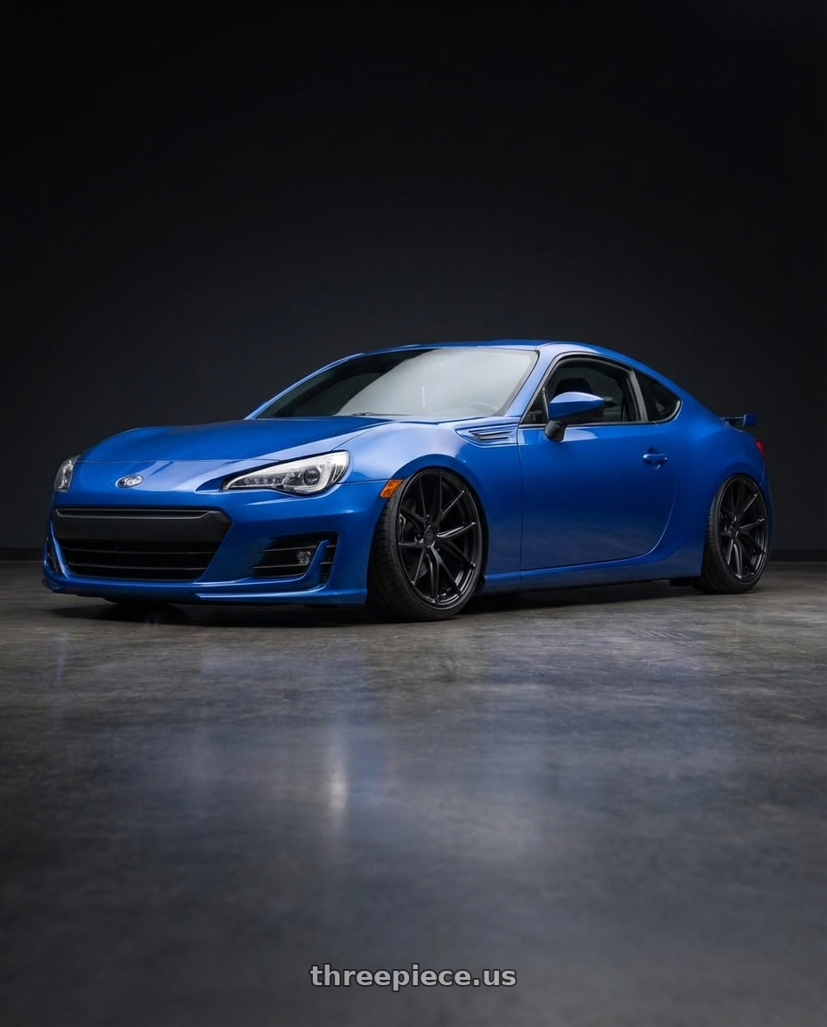 2017 Subaru BRZ with Niche 1PC M117 MISANO 5X100 18X8 +40 MATTE BLACK wheels front three quarter view stanced stance