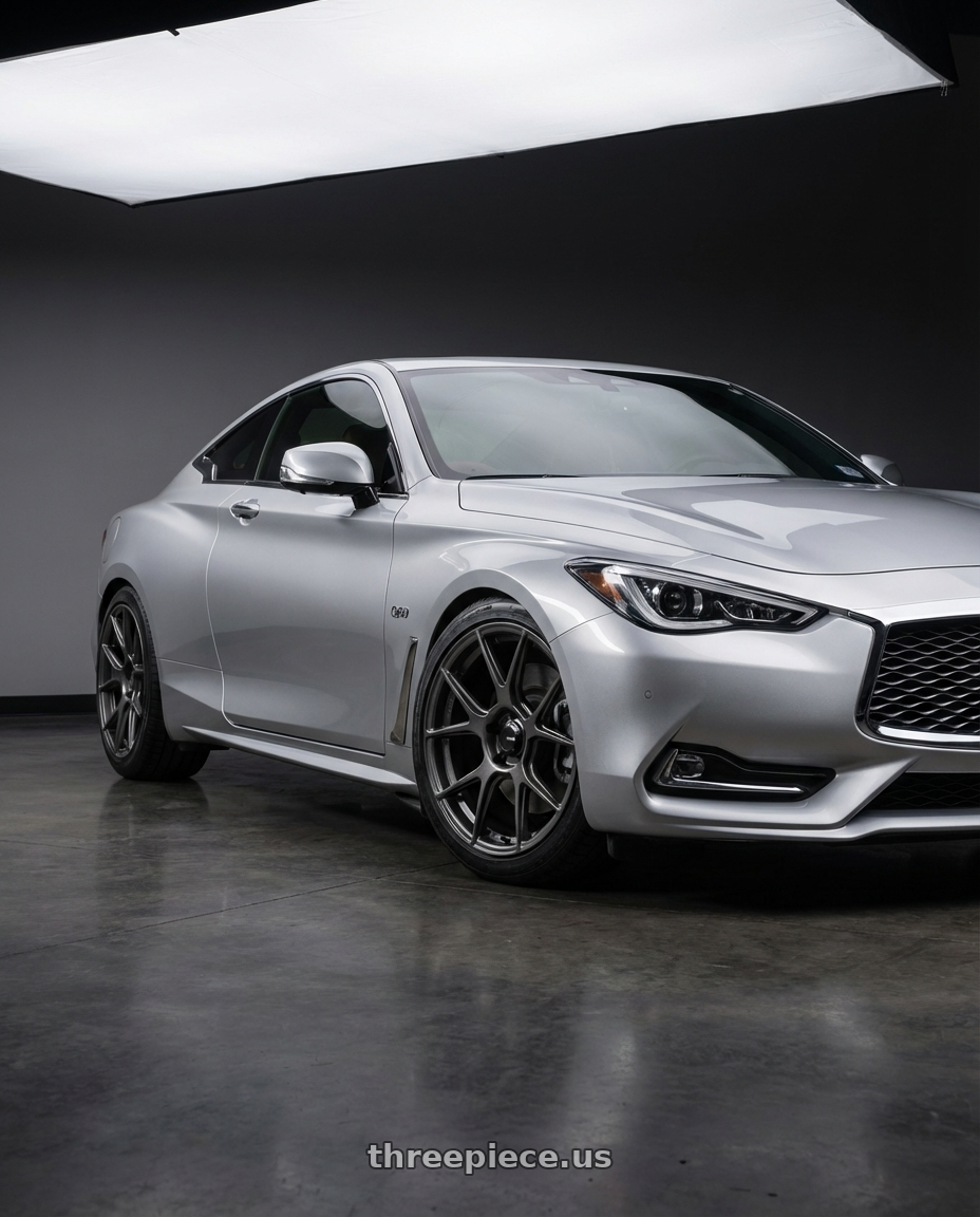 2020 Infiniti Q60 with Konig Ampliform 5x114.3 19x9.5+25 Dark Metallic Graphite wheels