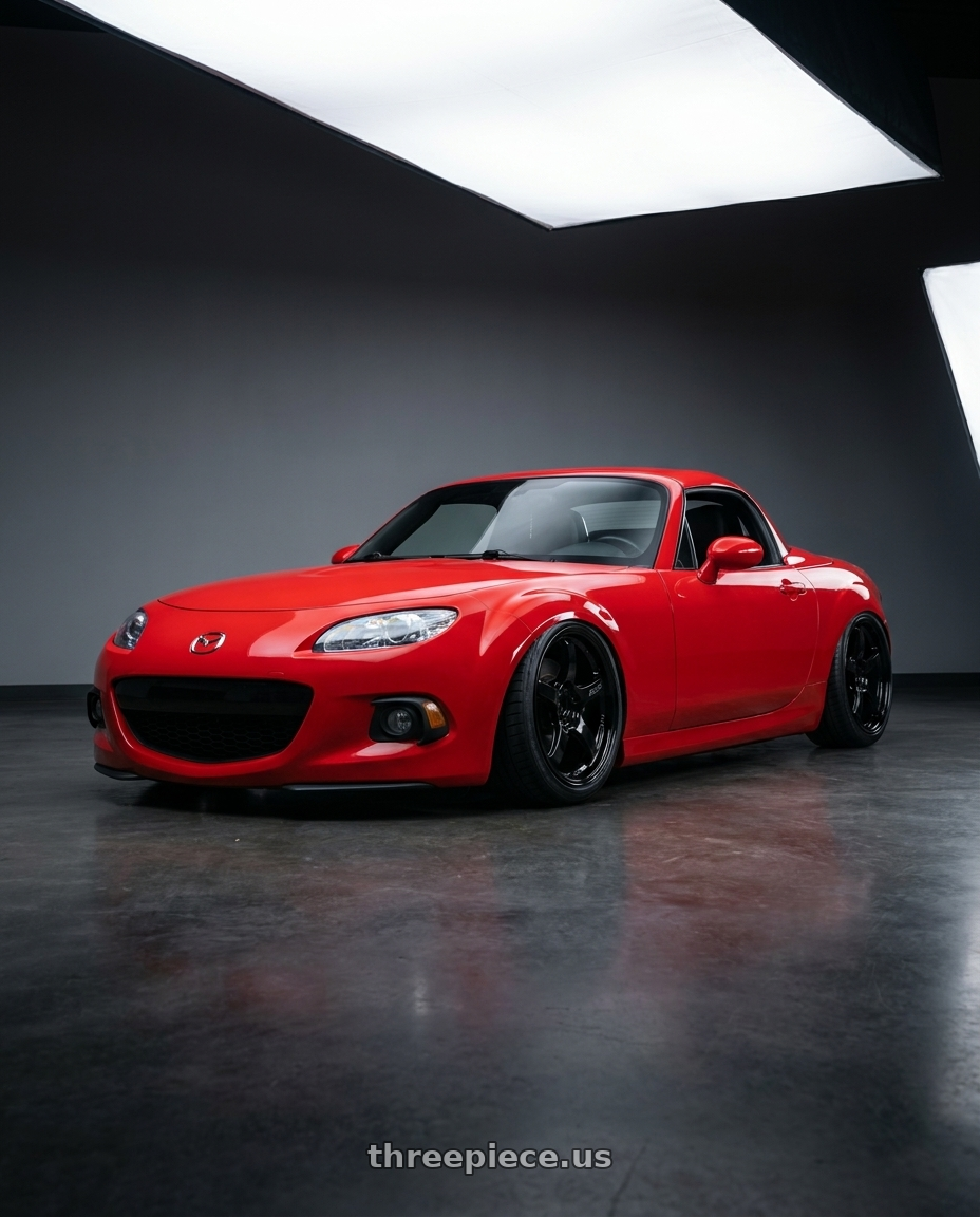 2012 Mazda MX-5 Miata NC with Gram Lights 57CR 5x114.3 17x9+22 Glossy Black wheels